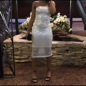Strapless Sequin Dress- Silver